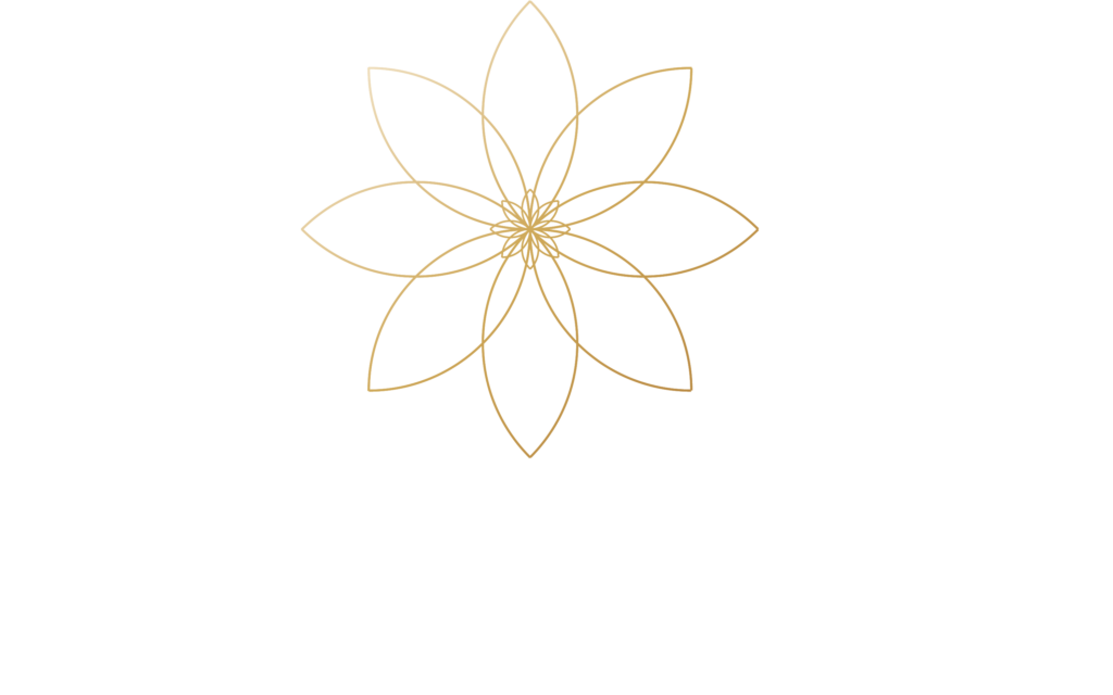 goldene Blume auf hellem Hintergrund mit dem Schriftzug Yvonne Prentki